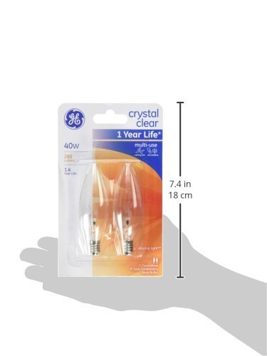 Ge 12165 Incandescent Blunt Bulb, Warm White, Clear, 2 Count (Pack Of 1)