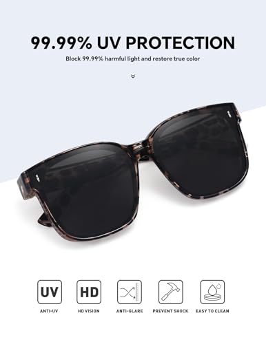 MEETSUN Oversized Fit Over Glasses Sunglasses for Women Trendy Large Square Polarized Sun Glasses for Driving