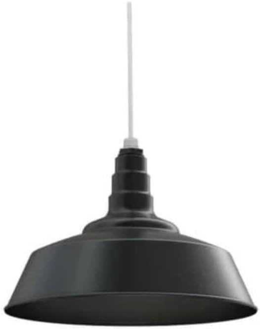 Steel Lighting Co. Manhattan Warehouse Light | Ceiling Mounted Pendant | 20 inch Dome | White Cord | Large Steel Barn Light Made in America | Matte Black Exterior/Matte Black Interior