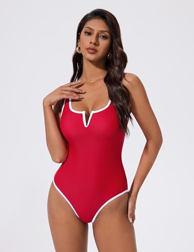 SUUKSESS Women Sexy Tummy Control One Piece Swimsuits High Cut Bathing Suit 2026