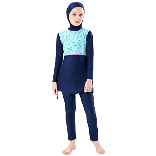 Girls Muslim Swimsuit Sweetheart Top + Pants Full Coverage Swimwear Islamic Cap Swimming Burkini Bathing Suit