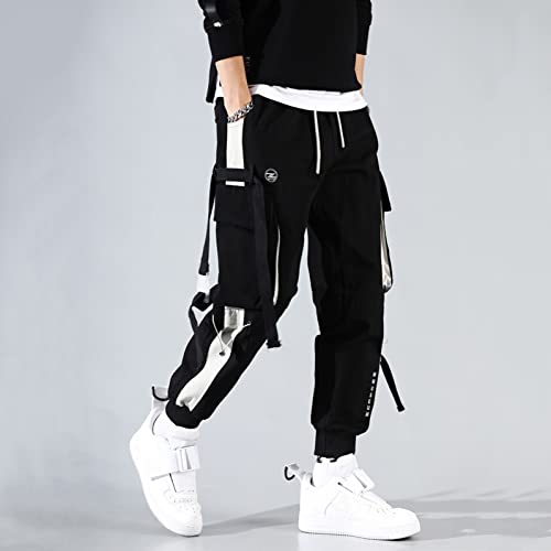 Men's Jogger Pants Hip Hop Punk Trendy Elastic Waisted Loose Fit Cargo Pants Casual Active Sports Gothic Streetwear Trousers