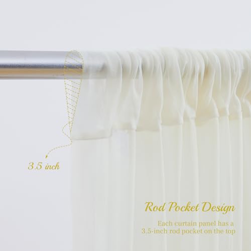 10x10ft Ivory Tulle Backdrop Curtain with Lights String for Parites, Sheer Backdrop Curtains for Wedding Baby Shower Birth...
