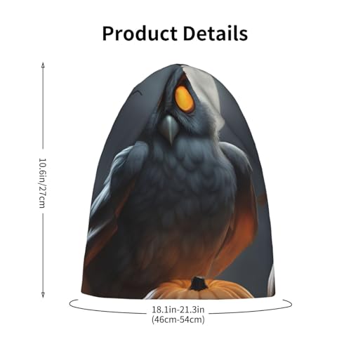 Halloween Owl Ghost Pumpkin Print Beanie Hat Soft Thermal Cap Winter Headwear for Cold Indoor Outdoor Activities Black