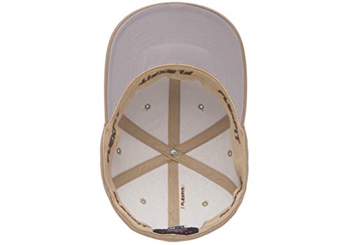 Flexfit Unisex Cotton Twill Fitted Baseball Cap, Khaki, Large-X-Large