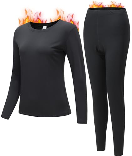 JZCreater Women Thermal Underwear Set, Long Johns Base Layer Top & Bottom, Women Soft Pajama Set for Cold Weather