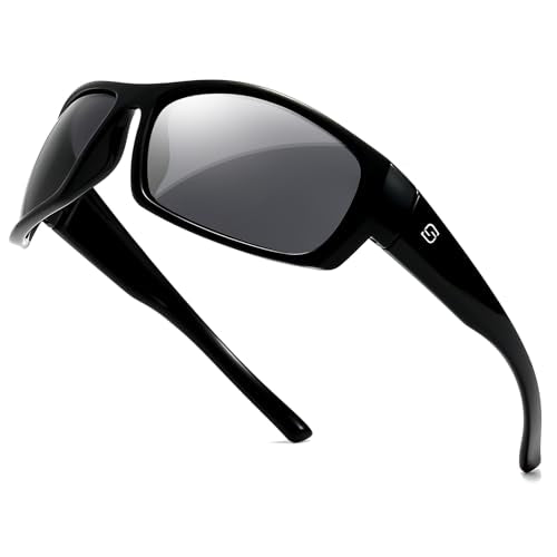 SUNGAIT Wrap Around Polarized Sport Sunglasses for Men Womens Lightweight Rectangle Cycling Running