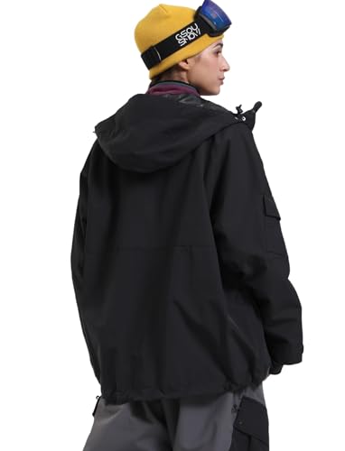 GSOU SNOW Mens Womens Ski Jacket Baggy Snowboard Coat Waterproof Shell Jacket Snow Hoodie Loose Fit For Winter Outdoor Sports