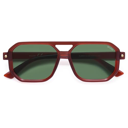SOJOS Retro Polarized Square Aviator Sunglasses for Women Men Vintage 70s UV400 Protection Shade SJ2609