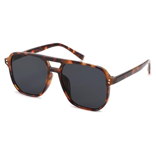 FEISEDY Retro Square Aviator Sunglasses Women Men 70s Vintage Trendy Plastic Frame Sun Glasses B2835