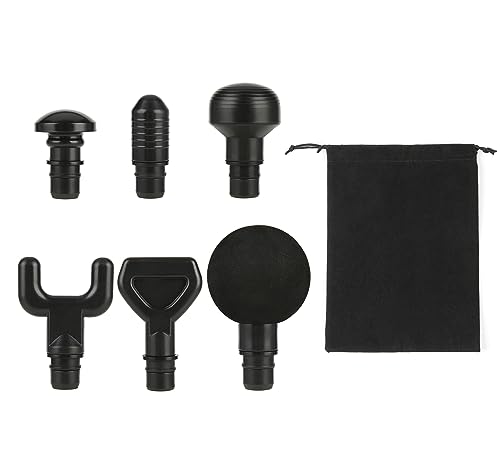 Falafale 6Pcs Massage Heads with Storage Bag, Replaceable Massager Gun Attachment, Massage Gun Deep Tissue Plug&Play Appli...