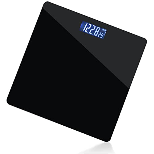 Moss & Stone Black Digital Bathroom Scale for Body Weight, Smart Step-On Technology, Backlit LCD Display, High Accuracy We...