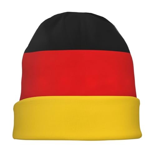 sackhg German Flag Print Winter Beanie Hat Men Women Soft Lightweight Thermal Cap for Outdoor Skiing Wear Black