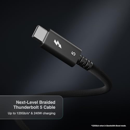 CalDigit Thunderbolt 5 Pro Active Braided Cable - 120Gbps 240W Power Delivery, Compatible with Thunderbolt 3, 4, USB4 Type...