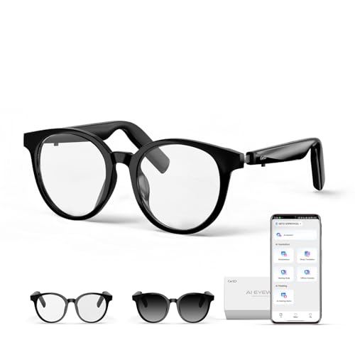 GetD AI Glasses for Men & Women, Smart Glasses Powered by ChatGPT with 145-Language Translation,Bluetooth 5.4 Glasses, Pol...