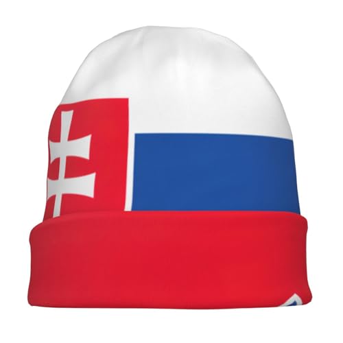 sackhg Flag of Slovakia Print Winter Beanie Hat Men Women Soft Lightweight Thermal Cap for Outdoor Skiing Wear Black