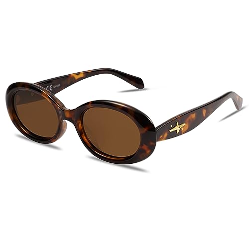 SOJOS Small Retro Oval Polarized Sunglasses for Women Men 90s Vintage UV400 Protection Tiny Sun Glasses SJ2286