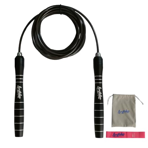 LANGETUKEE Speed Jump Rope - Professional Aluminum Alloy Skipping Rope with 360° Bearings - Adjustable 4mm Steel Cable for...
