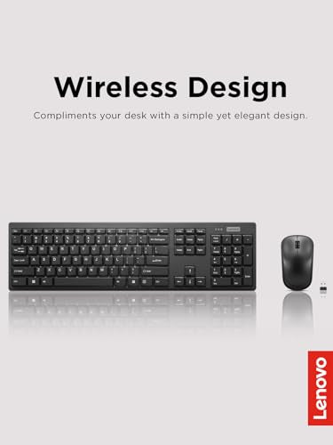 Lenovo 100 Wireless Keyboard and Mouse Combo – Cordless Set with Spill Resistant Quiet Keys – 3-Zone Keyboard - Ambidextro...