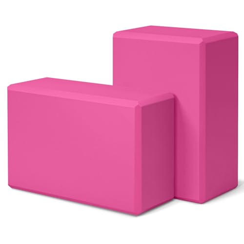 Yoga Block 2 Pack 9"x6"x3", Sturdy Yoga Foam Blocks, High Density & Non Slip Surface for Pilates & Stretching, Fitness Acc...