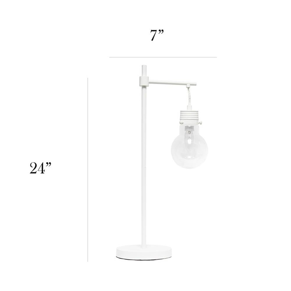Elegant Designs Vintage Modern Table Lamp, Metal, White, Model LT1057-WHT