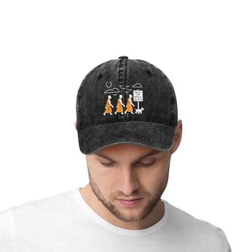 Retro Walk for Peace Monks with Aloka Dog Minimalist Zen Baseball Caps for Adult