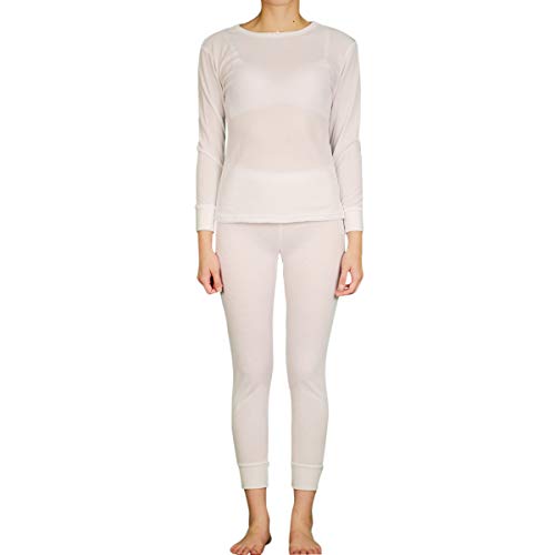 LAVRA Women's Cotton Thermal Sets Waffle Long John Insulated Underwear Top & Pants Pajama