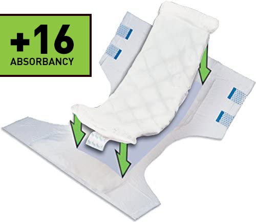 Adult Diaper Booster Pad Liner Insert with Adhesive for Men or Women (Large Size) - 16 Ounce Absorbent Day and Night Doubler (25 Count) by BrightCare