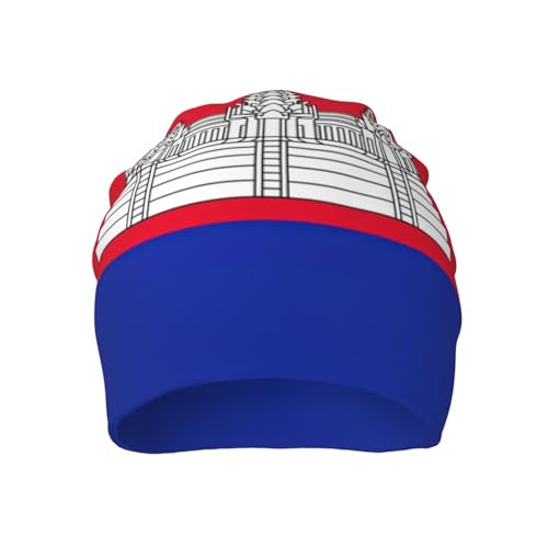 sackhg Cambodia Flag Print Winter Beanie Hat Men Women Soft Lightweight Thermal Cap for Outdoor Skiing Wear Black