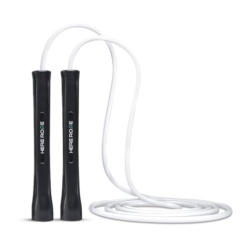 HEREROPE Adjustable Jump Rope – 5mm PVC Skipping Rope with Unbreakable Handles, Non-Kinking, Includes 1 Spare Rope for Ind...