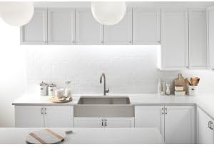 KOHLER Vault Double Bowl 18-Gauge Stainless Steel Farmhouse Apron Front Kitchen Sink, Undermount Installation K-3945-NA