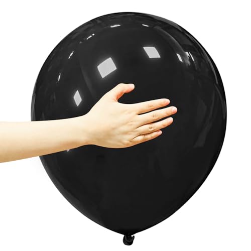 18 Inch Black Balloons 12 Pack Large Latex Party Balloons Round Helium Balloon for Halloween Birthday Party Anniversary Fe...