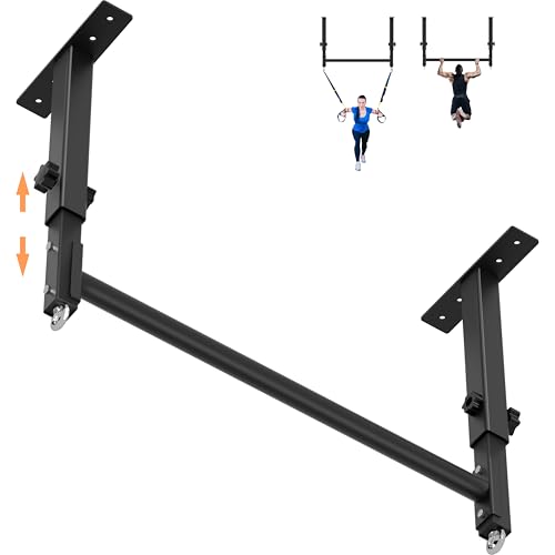 HWOOUSA 48" Ceiling Mount Pull Up Bar, Heavy Duty Multi-Grip Rafter Chin Up Bar for Garage/Basement/Backyard Ceiling Beam,...