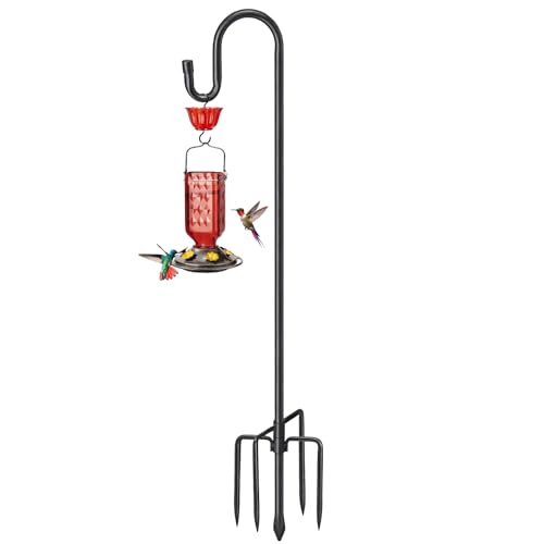 COCONUT 62" Heavy Duty Shepherds Hooks for Outdoor, Bird Feeder Pole with 5 Prong Base, Adjustable Height Shepherds Hook f...