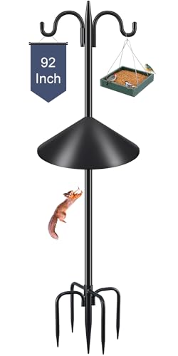 Gtongoko Bird Feeder Pole Squirrel Proof, 92 Inch Double Shepherds Hook for Outdoor with Squirrel Baffles Adjustable Heavy...