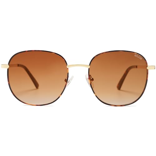 SOJOS Classic Trendy Square Sunglasses for Women Men Cute Big Frame Gold Shades SJ1137