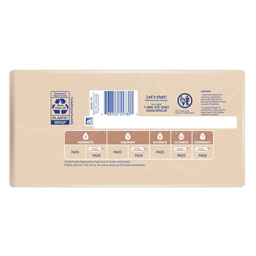 Tena Sensitive Care Incontinence Underwear for Women, Maximum, S/M, White, 80 Count (Waist Size 25in-34in)
