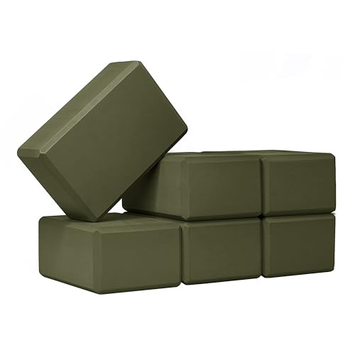 Sunshine Yoga 4" Yoga Block, 6 Pack Bulk EVA Foam Yoga Blocks, Firm and Supportive Yoga Brick, Balance Foam for Stretchin...