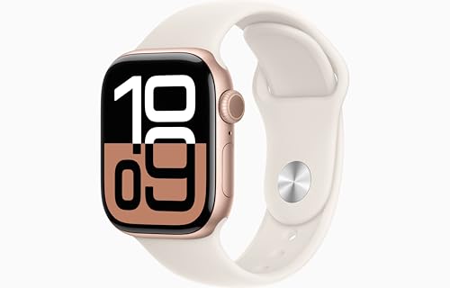 Apple Watch Series 10 [GPS, 42mm] - Rose Gold Aluminum Case with Starlight Sport Band, M/L (Renewed)