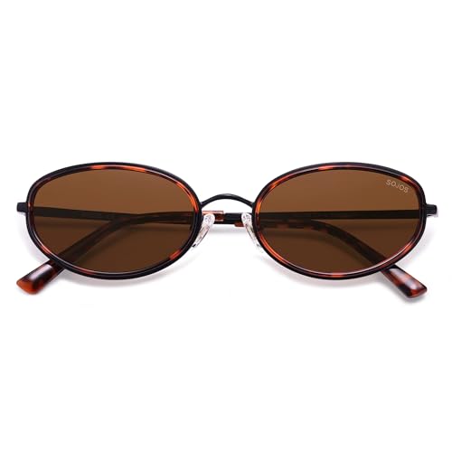 SOJOS Trendy Oval Polarized Sunglasses for Women Men, 80s 90s Chic Retro Vintage Sunnies SJ1248