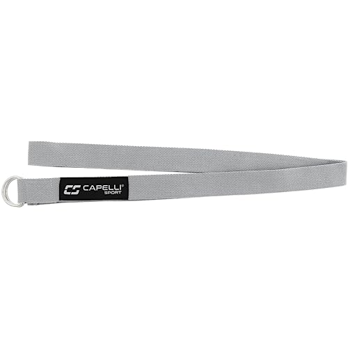 Capelli Sport Yoga Strap Stretch, Fitness and Exercise Elastic Stretching Strap with Steel D-Rings, Grey, 6.5 ft