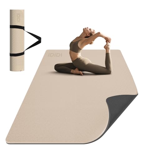 Large Yoga Mat (6'x 4') - Extra Long and Wide Workout Mat for Men and Women,Non-Slip POE 0.32''/0.4'' Thick Fitness Mat, E...
