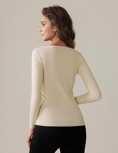 Bonneuitbebe Women Long Sleeve Thermal Shirt Fleece Lined Undershirt Ultra Soft Base Layer Tops for Women Cold Weather