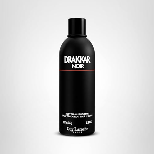 Guy Laroche Drakkar Noir, Iconic Designer Fragrance, Intense & Powerful Body Spray, Fougere Blend & Aromatic Spices, Long Lasting Mens Cologne, Day and Evening Scent, 5.8 Fl. Oz.