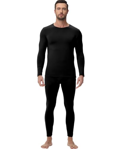 wirarpa Men's Long Johns Thermal Underwear Set Light Fleece Lined Base Layer Long Sleeve Top and Bottom