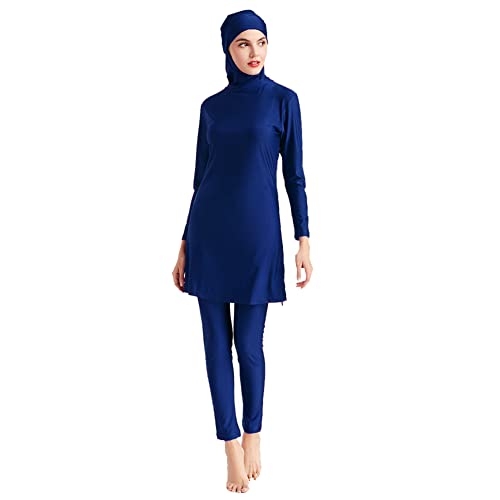 ODIZLI Women Modest Muslim Swimsuit Full Coverage Swimwear Islamic Hijab Swimming Burkini Swim Suit Solid Color