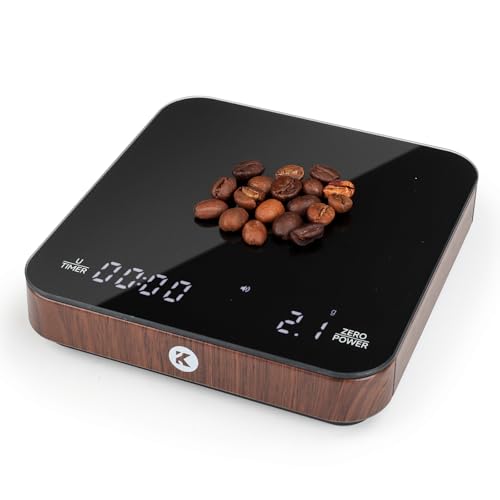 KitchenTour CaféMetric Coffee Scale with Timer 0.1g/2000g - Precision Small Scale for Espresso & Pour Over - Mini Scale wi...