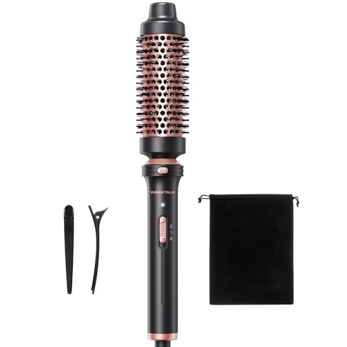 Wavytalk Thermal Brush, 1 1/2 inch Heated Round Brush with Detachable Head, Velvet Pouch and Dual Voltage for Travel, Easy...