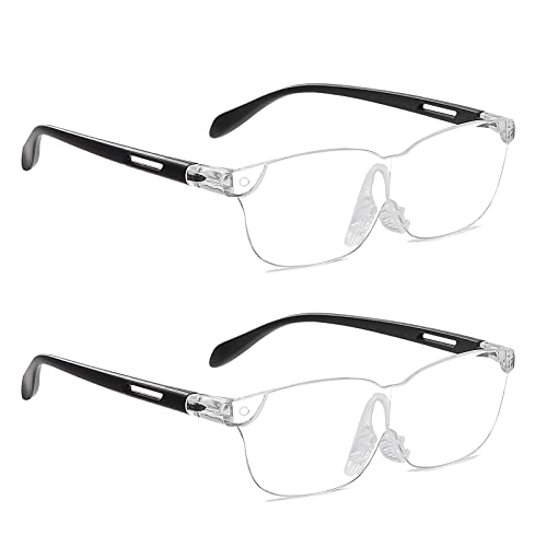 OKH 160% Magnifying Glasses Wearable Magnifier Hands-Free for Close Work Reading Sewing Hobby Craft, Lightweight (2-Pack)