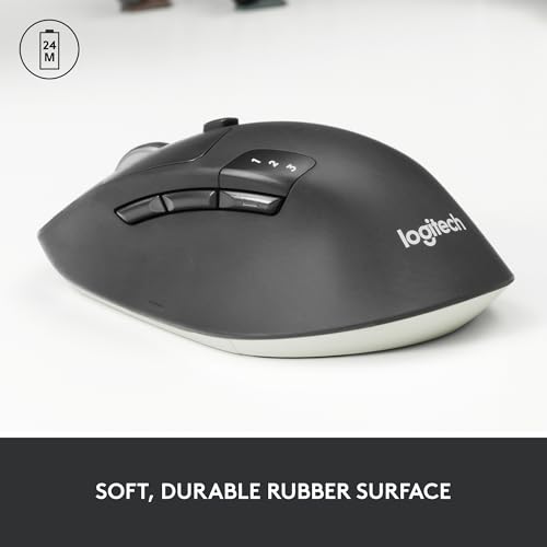 Logitech M720 Triathlon Wireless Mouse, Bluetooth, USB Unifying Receiver, 1000 DPI, 6 Programmable Buttons, 2-Year Batter...